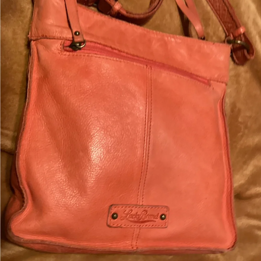 Lucky Brand Rayla Leather Crossbody Shoulder Handbag Boho Tassel Zip Tangerine - Picture 6 of 14